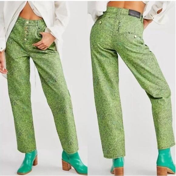 House of Sunny London Fields Jessie Straight Leg Grass Print Jeans Womens US4 - Picture 16 of 16